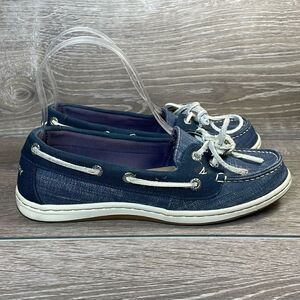 Sperry Top Sider Blue Denim Women’s Sz 6.5M Slip On 2-Eye Boat Shoes